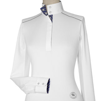 Capezza Ladies Talent Yarn Straight Collar Show Shirt With Shoulder Piping