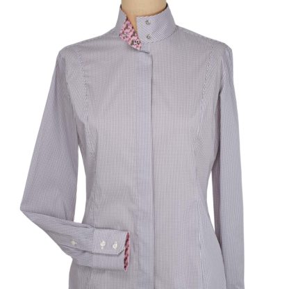 Isabel Grey Gingham Ladies Fitted Straight Collar Show Shirt