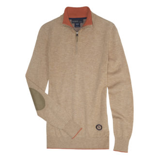 Camel Trey Quarter-Zip Sweater
