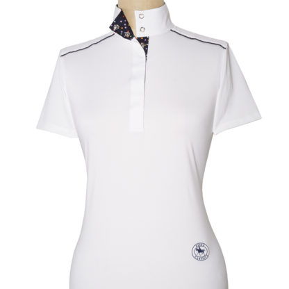 Pallini Ladies Talent Yarn Straight Collar Short Sleeve Show Shirt With Shoulder Piping