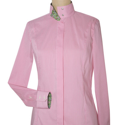 Isabel Pink Gingham Mariposa Ladies Fitted Straight Collar Show Shirt