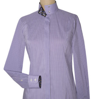 Isabel Violet Gingham Papillon Ladies Fitted Straight Collar Show Shirt