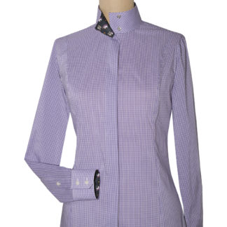 Isabel Violet Gingham Unicorn Ladies Fitted Straight Collar Show Shirt