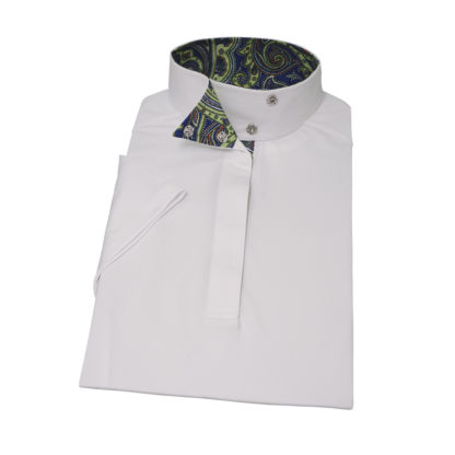 Persian Paisley Ladies Talent Yarn Wrap Collar Short Sleeve Show Shirt