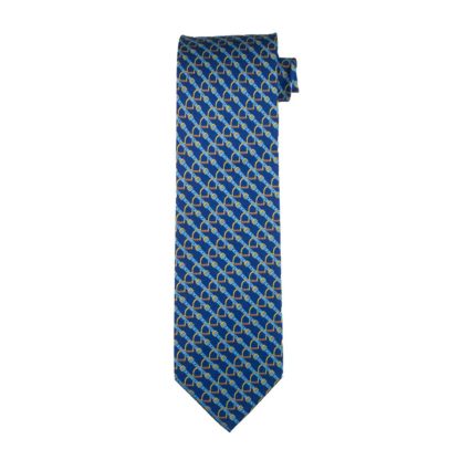 Mens Tie with Blue Stirrups motif