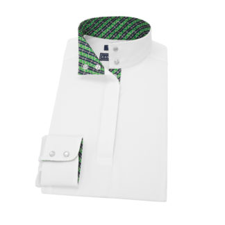 stirrups and leathers ladies show shirt green trim